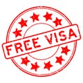 Grunge red free visa word with star icon round rubber stamp on white background Royalty Free Stock Photo