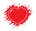 Grunge red heart vector illustration isolated on white. Ragged heart.