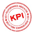 Grunge red KPI word Abbreviation key pearformance indicator round rubber stamp on white background