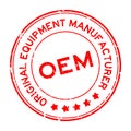 Grunge red OEM Abbreviation of Original Equipment Manufacturer word round rubber stamp on white background Royalty Free Stock Photo