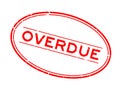 Grunge red overdue word oval rubber stamp on white background