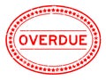 Grunge red overdue word oval rubber stamp on white background