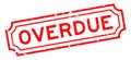 Grunge red overdue word square rubber stamp on white background