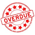 Grunge red overdue word with star icon round rubber stamp on white background Royalty Free Stock Photo