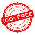 Grunge red 100 percent free word round rubber stamp on white background Royalty Free Stock Photo