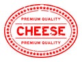 Grunge red premium quality cheese oval rubber stamp on white background