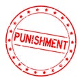 Grunge red punishment word with star icon round rubber stamp on white background