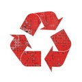 Grunge red recycling symbol of industrial metal Royalty Free Stock Photo