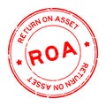 Grunge red ROA Abbbreviation of Return on assets word round rubber stamp on white background