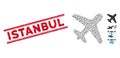 Scratched Istanbul Line Seal and Mosaic Airplane Icon