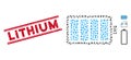 Grunge Lithium Line Seal with Collage Battery Icon Royalty Free Stock Photo