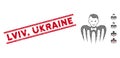 Textured Lviv, Ukraine Line Seal and Collage Croupier Monster Icon