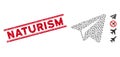Scratched Naturism Line Stamp and Mosaic Freelance Paper Plane Icon Royalty Free Stock Photo
