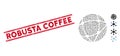 Grunge Robusta Coffee Line Seal with Collage Network Icon