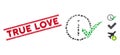 Grunge True Love Line Stamp with Mosaic Truth Information Icon
