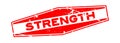 Grunge red strength word hexagon rubber stamp on white background