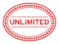 Grunge red unlimited word oval rubber stamp on white background Royalty Free Stock Photo