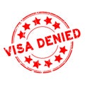 Grunge red visa denied with star icon round rubber stamp on white background Royalty Free Stock Photo