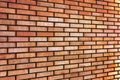 Grunge Red yellow beige tan fine brick wall texture background perspective, large detailed horizontal background