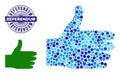 Grunge REFERENDUM Round Guilloche Seal and Thumb Up Mosaic Icon of Round Dots