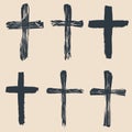 Grunge religious, baptism, christian crosses, crucifix symbols vector