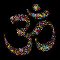 Grunge religious hindu symbol Om, vector