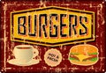 grunge retro Burger, Hamburger, diner tin sign, vintage advertising signage vector