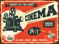 Grunge retro cinema poster Royalty Free Stock Photo