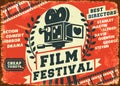 Grunge retro film festival poster Royalty Free Stock Photo