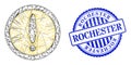 Grunge Rochester Stamp Seal and Net Warning Circle Web Mesh