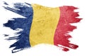 Grunge Romania flag. Romanian flag with grunge texture. Brush st