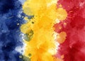 Grunge Romania watercolor flag