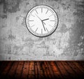 Grunge room with old clock on wall Royalty Free Stock Photo