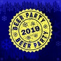 Scratched BEER PARTY Stamp Seal on Winter Background