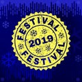 Scratched FESTIVAL Stamp Seal on Winter Background