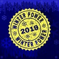 Rubber WINTER POWER Stamp Seal on Winter Background