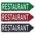 Grunge route sixty six Restaurant diner arrow guidepost sign, retro style, vector illustration, Royalty Free Stock Photo