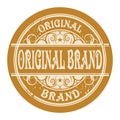 Grunge rubber gold stamp with the words Original Brand written i Royalty Free Stock Photo