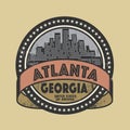 Grunge rubber stamp with name of Atlanta, Georgia Royalty Free Stock Photo