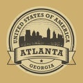 Grunge rubber stamp with name of Atlanta, Georgia Royalty Free Stock Photo