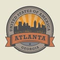 Grunge rubber stamp with name of Atlanta, Georgia Royalty Free Stock Photo