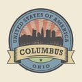 Grunge rubber stamp with name of Ohio, Columbus