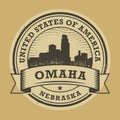 Grunge rubber stamp with name of Omaha, Nebraska Royalty Free Stock Photo