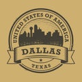 Grunge rubber stamp with name of Texas, Dallas