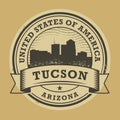 Grunge rubber stamp with name of Tucson, Arizona