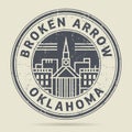 Grunge rubber stamp or label with text Broken Arrow, Oklahoma