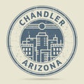 Grunge rubber stamp or label with text Chandler, Arizona Royalty Free Stock Photo