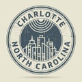 Grunge rubber stamp or label with text Charlotte, North Carolina