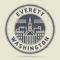 Grunge rubber stamp or label with text Everett, Washington