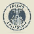 Grunge rubber stamp or label with text Fresno, California